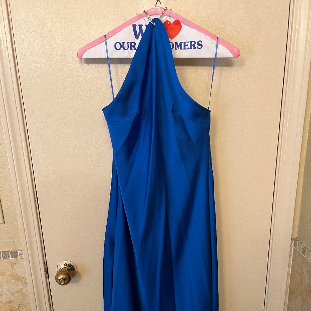 Skylar Rose Royal Blue midi dress with gold chain straps